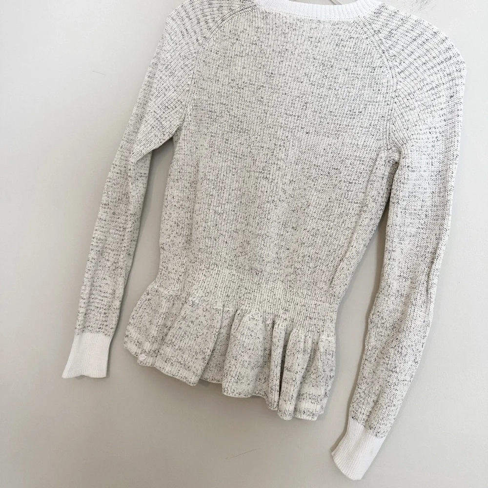 Rebecca Taylor Peplum white grey ruffle long sleeve sweater women size Small
